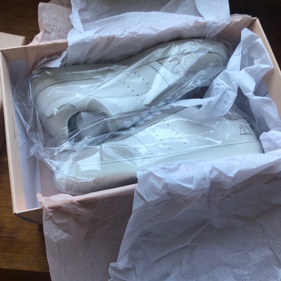 Loeffler Randall Keeley Low Top Sneakers W Size 9 White Grey Beaded Safety Pins - Picture 9 of 16